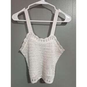 FCT With Love White Crochet Knit Tank Top Boho Size Large NWT
